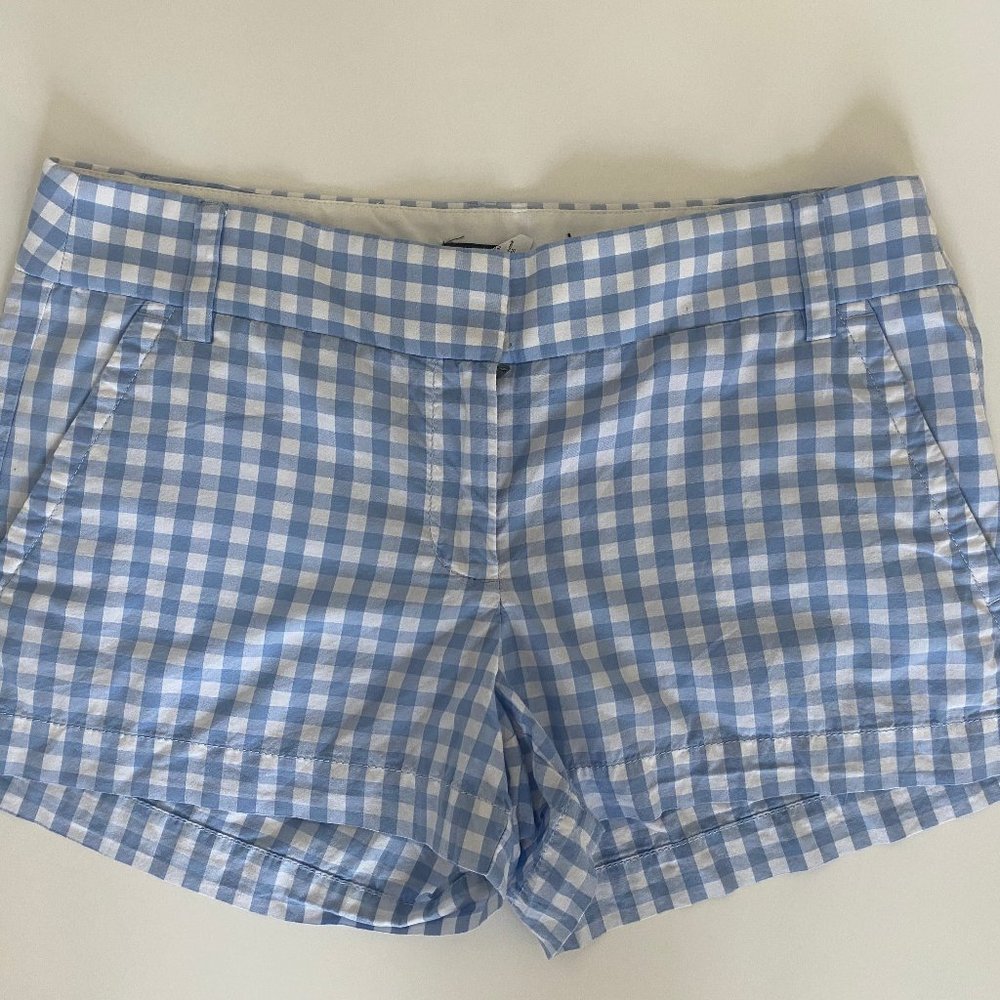 J.Crew blue and white checkered shorts size 4